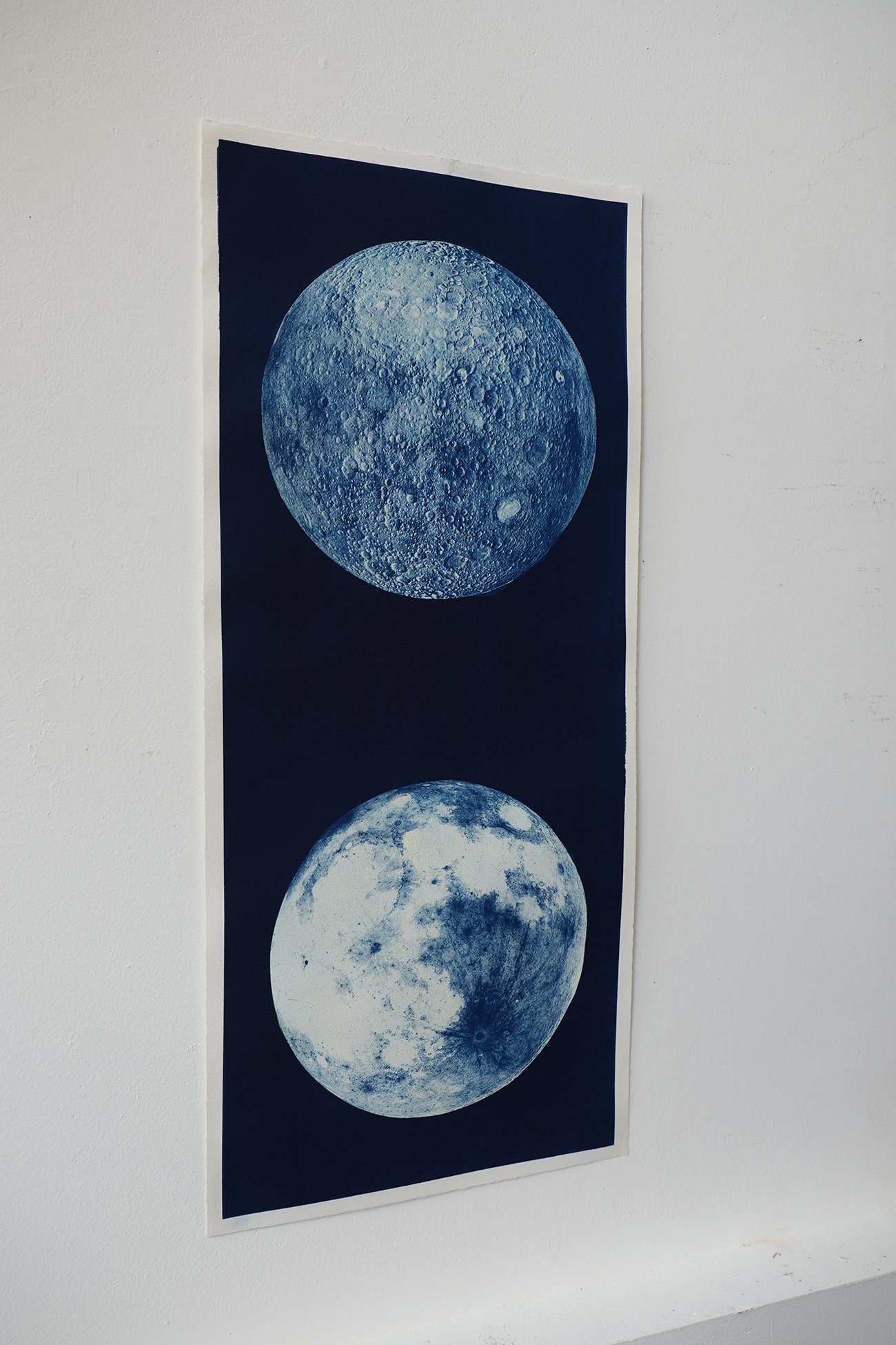 Dark Side and Visible Moon Cyanotype on Watercolor Paper — AGENT